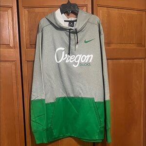 Nike Gray and Green Oregon Hoodie